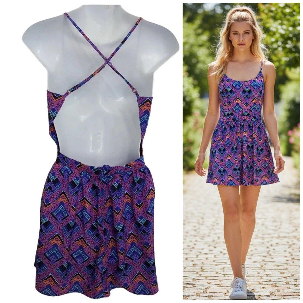 Bethany Mota Aeropostale Dress Womens XS Open Back Purple Beach Date Summer